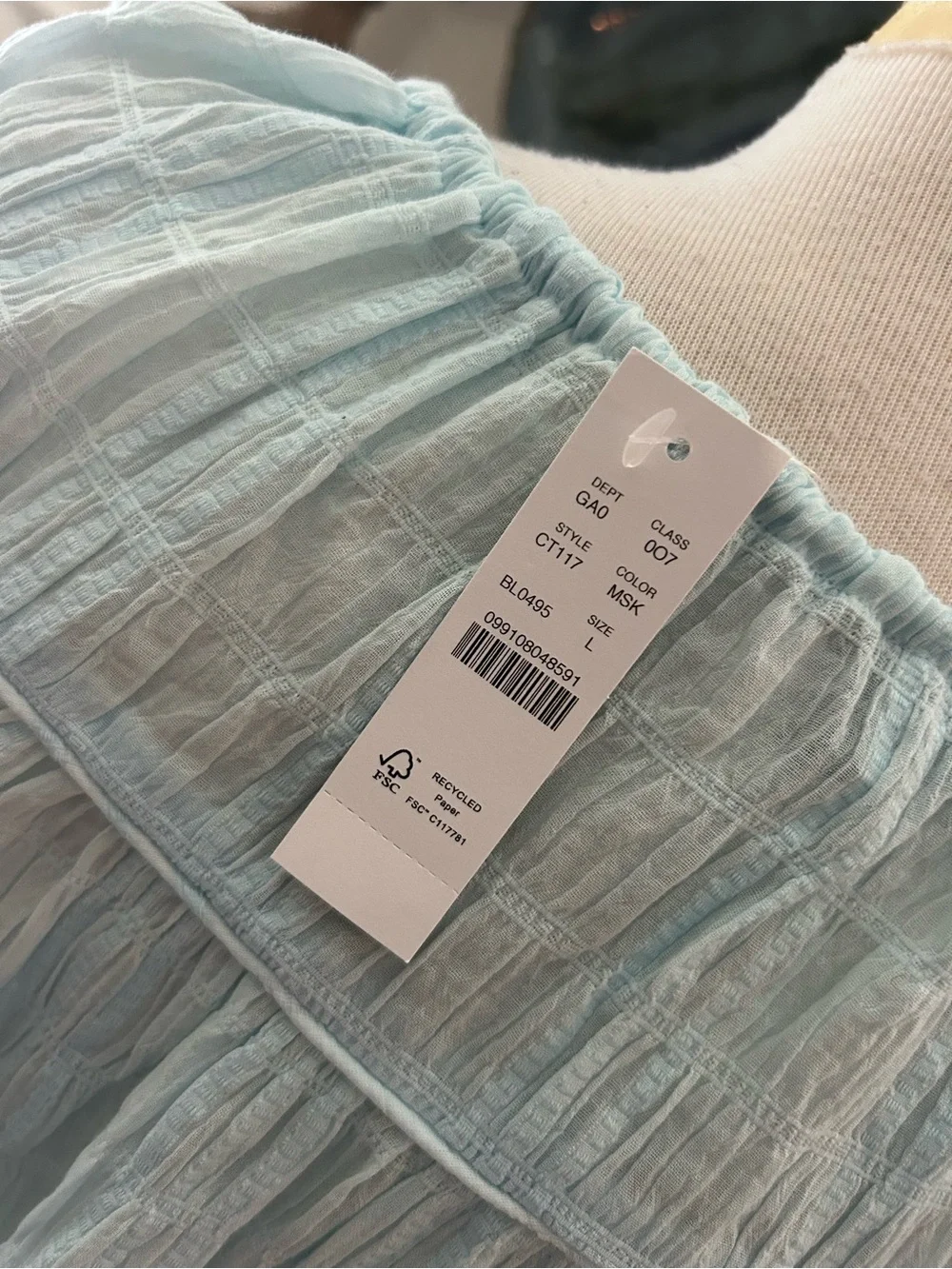 J. Crew Light Aqua Tie-Front Seersucker Popover